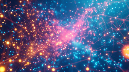 Abstract glowing plexus background with connected dots and lines.の素材