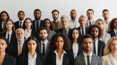 Multi-ethnic business team standing together in a groupの素材
