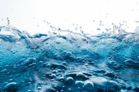 Close-up of water surface with bubbles and splashesの素材