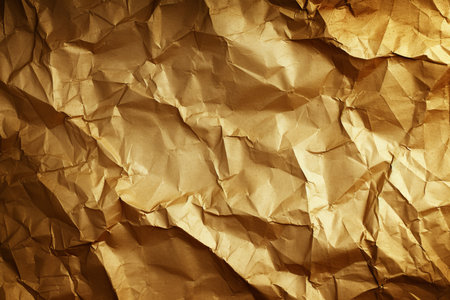 Close-up of crumpled brown paper textureの素材