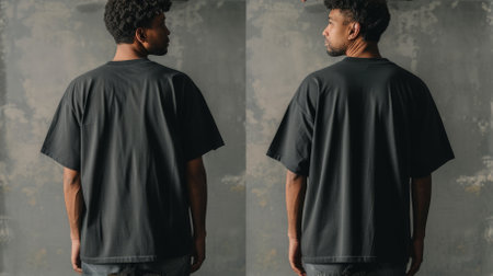 A young African-American man wearing a blank black t-shirtの素材