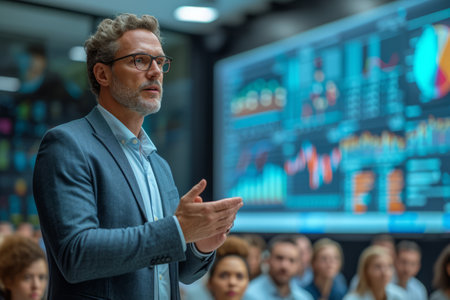 Businessman giving a presentation in a conference roomの素材