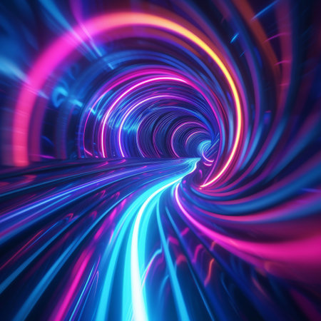 Colorful Glowing Futuristic Tunnelの素材