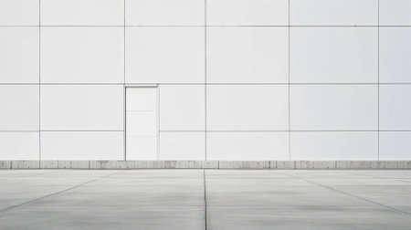 White wall with a single door in the middleの素材