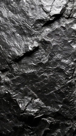 Black and grey rock surface with shiny highlightsの素材