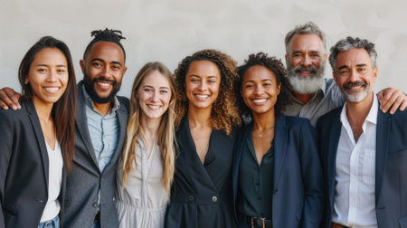 Group of diverse business professionals smiling and posing togetherの素材