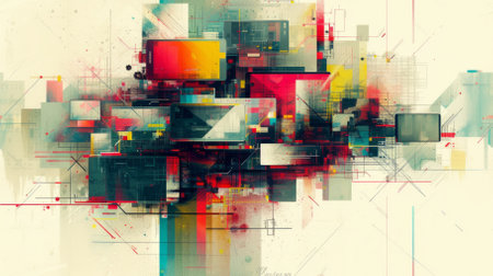 Abstract geometric shapes with bright colorsの素材