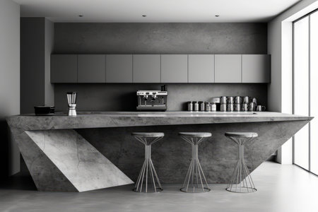 Black and white modern kitchen interior designの素材