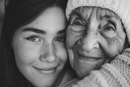 Portrait of a grandmother and granddaughterの素材