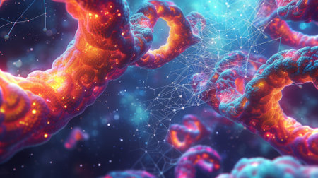 Artistic illustration of a protein structureの素材