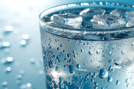 Close-up image of a glass of water with iceの素材