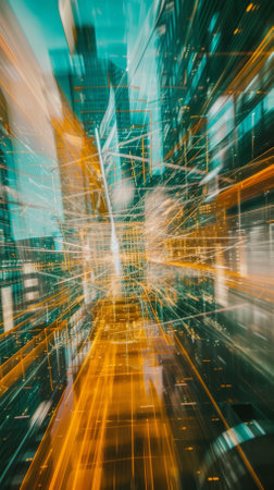 Abstract image of city lights at nightの素材