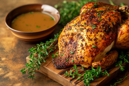Roasted chicken with gravy and thymeの素材