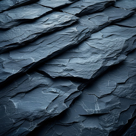 Dark blue slate roof tiles background textureの素材
