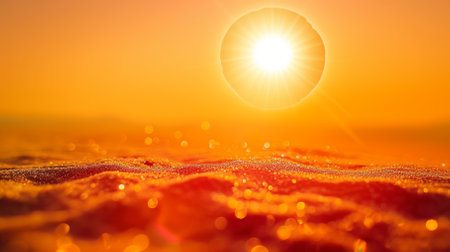 Sun Glowing Over Orange Sand Dunesの素材