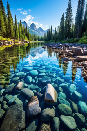 Rocky Mountains forest river landscape photography