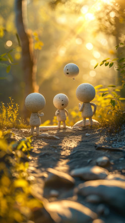 Three stone people in the forestの素材