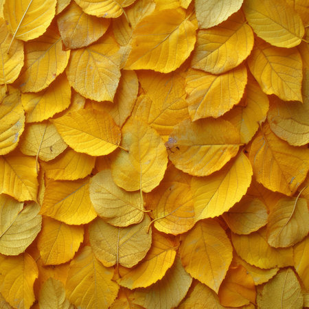 A carpet of fallen yellow leavesの素材