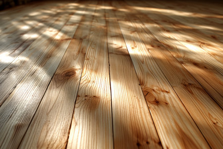 Wooden floor texture background with natural sunlightの素材