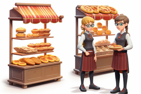 Two bakers in a bakeryの素材