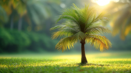 A Small Coconut Tree In The Fieldの素材