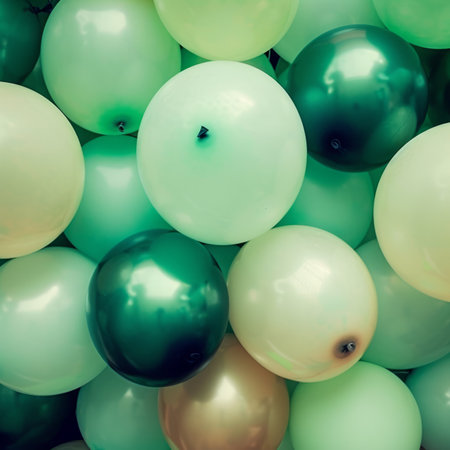 sage green and cream balloons for party or celebrationの素材