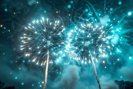 Teal and Yellow Firework Displayの素材