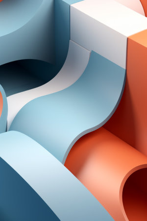 Blue and orange abstract background with geometric shapesの素材