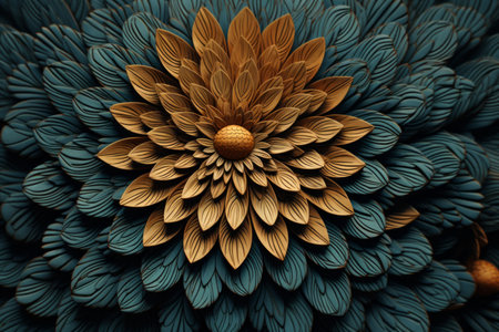 Blue and gold 3D flowerの素材