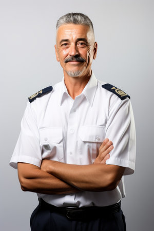 portrait of a middle aged male police officerの素材