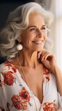 Portrait of a beautiful senior woman smilingの素材