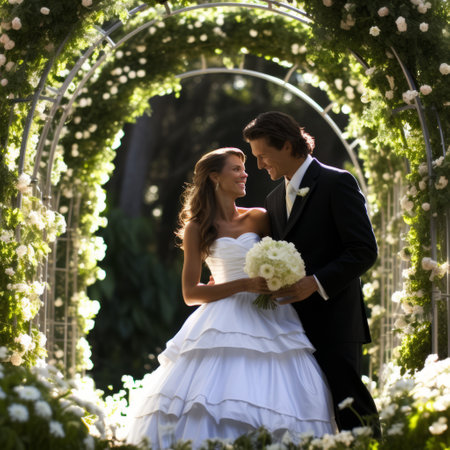 Happy Couple Under Floral Archwayの素材