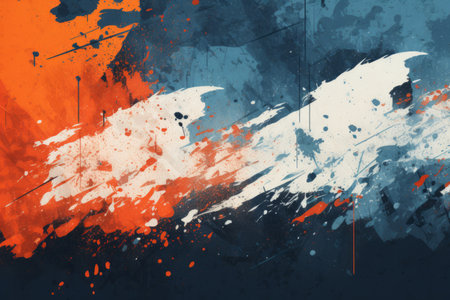 Abstract painting with blue orange and whiteの素材