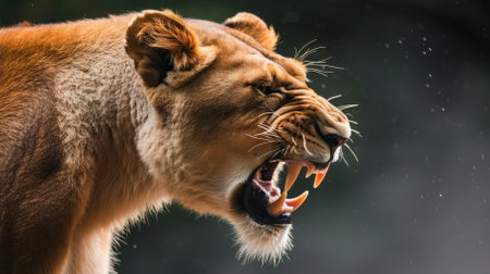 Lioness Roaring in the Rain or Dustの素材