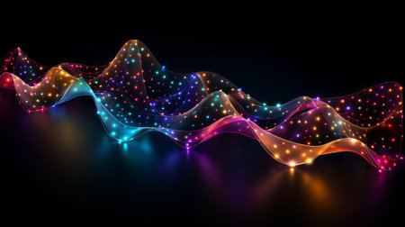 Wavy, colorful, glowing, and shiny lightsの素材