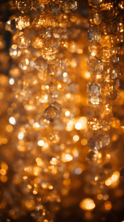 Golden abstract background with hanging crystalsの素材