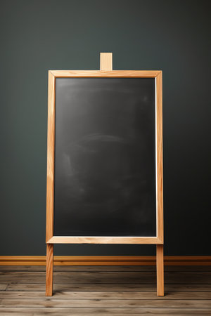 Blank blackboard chalkboard for text messages or drawing. 3d illustration.の素材