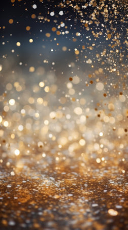 Golden glitter background with shiny particlesの素材