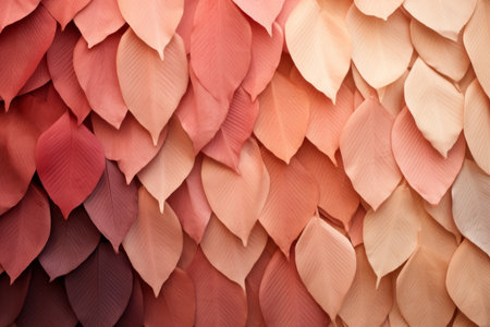 A wall of pink leaves of different shadesの素材