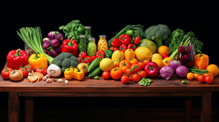 A table full of fresh and healthy vegetables and fruitsの素材