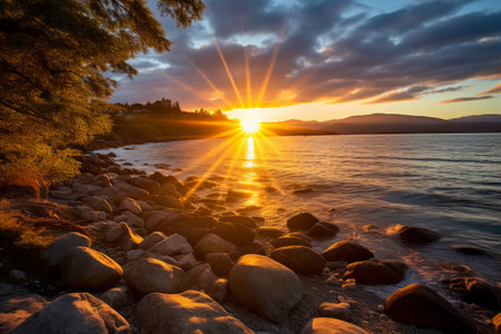 Rocky beach sunsetの素材