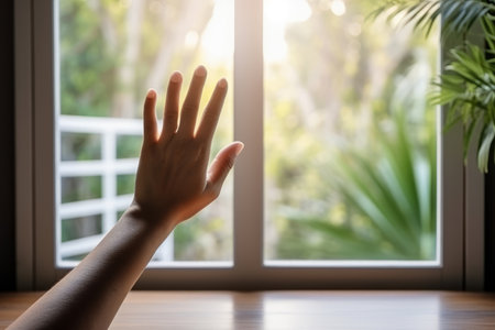 Hand reaching out to the lightの素材