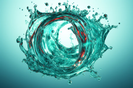 3D rendering of a water splash with a circular vortexの素材