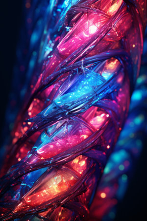 Colorful 3D rendering of intertwined glowing tubesの素材