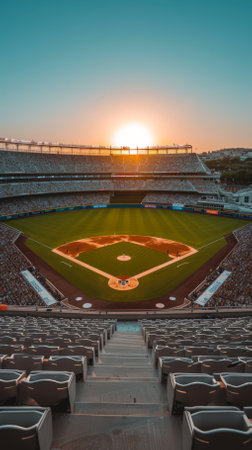 Yankee Stadium at sunsetの素材