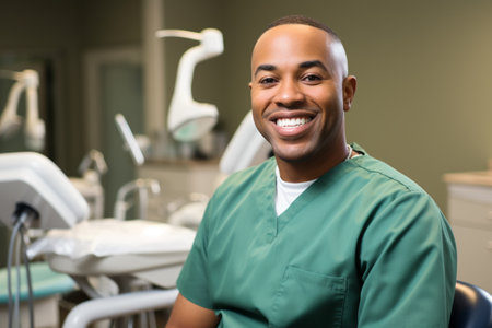 Portrait of a Smiling African American Dentistの素材