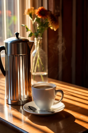 Still life with coffee pot and cupの素材