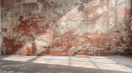 Red brick wall texture background with natural sunlight and shadowsの素材