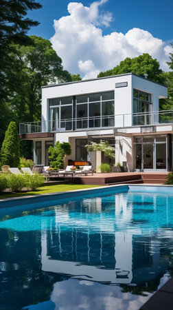 Modern luxury house with swimming poolの素材