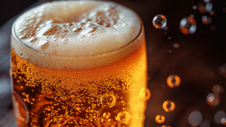 beer foam bubbles close upの素材